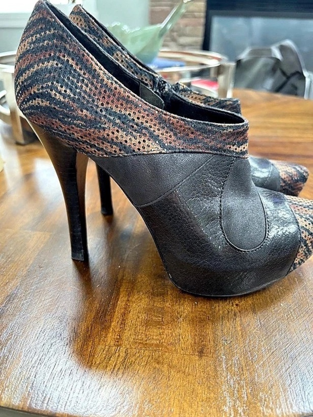 Carlos Santana Leather Platform Heels in Black & Brown